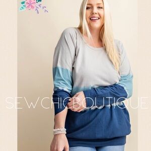 PLUS Size French Terry Sweatshirts in Blue